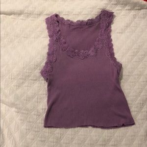 purple cropped lacy tank